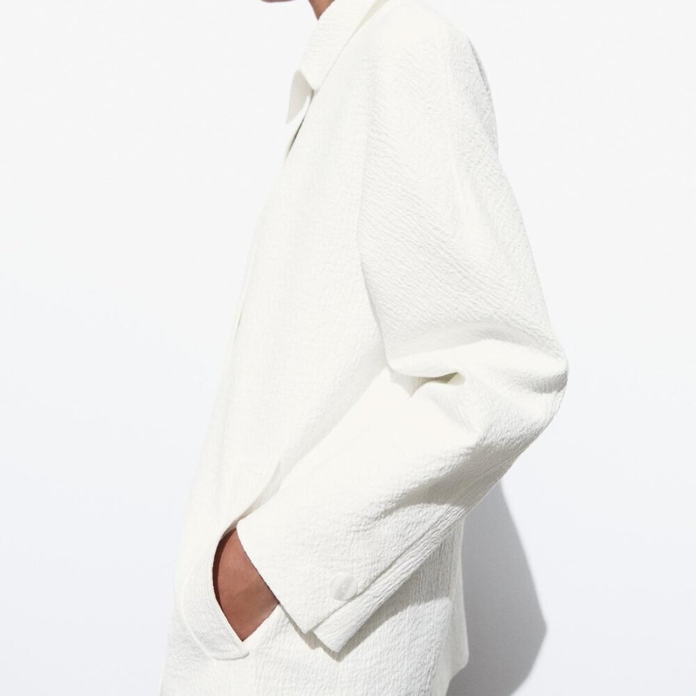 Zara Women TEXTURED COAT Size M NEW WITH TAG! - Picture 3 of 9